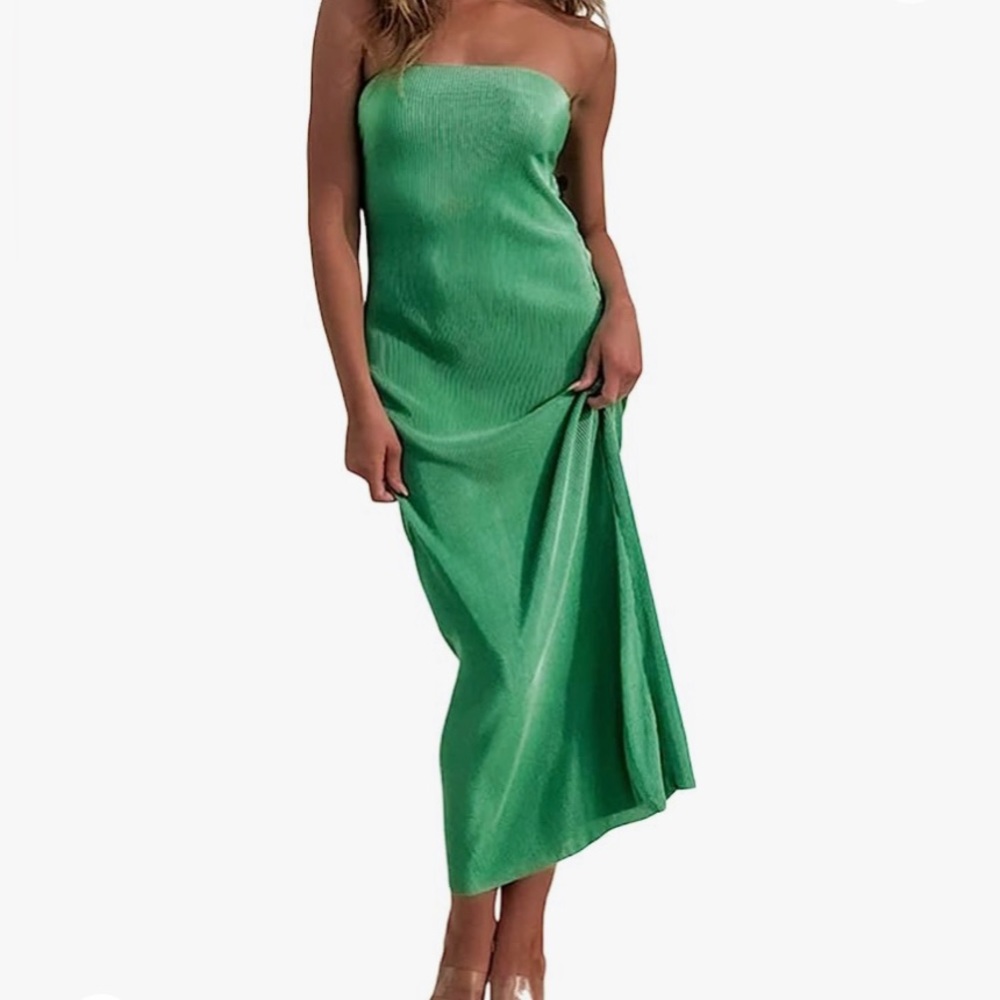 NWOT Strapless Green Party Dress